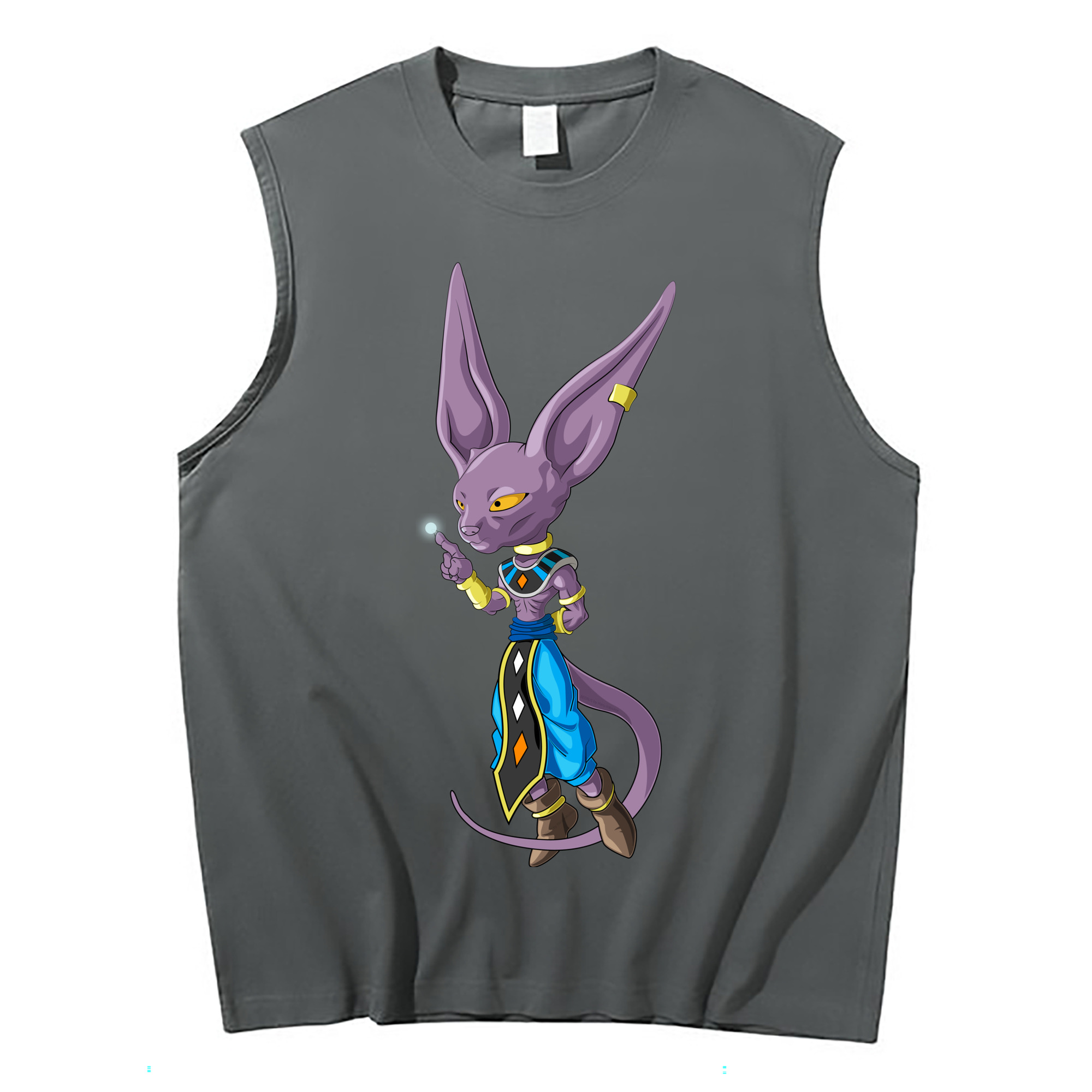 （画像用） ドラゴンボール ビルス 破壊神ビルス DRAGON BALL Beerus Birusu コットン100％タンクトップ（フロントプリント）